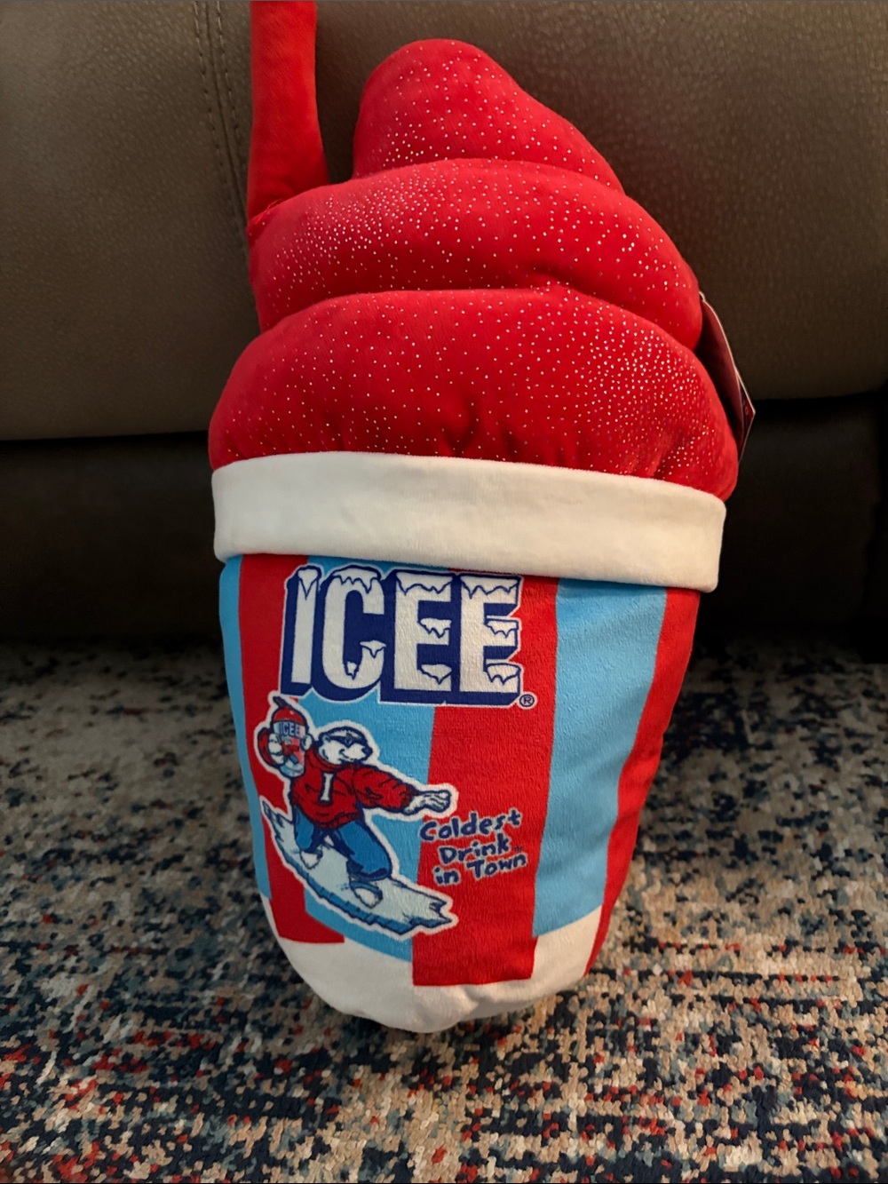 Ice Red Plush Kids One-Piece with Blue and White Accents